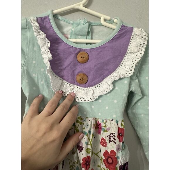 Ricrac & Ruffles Girls 3T Multicolor Ruffled Bubble Romper - Picture 3 of 5